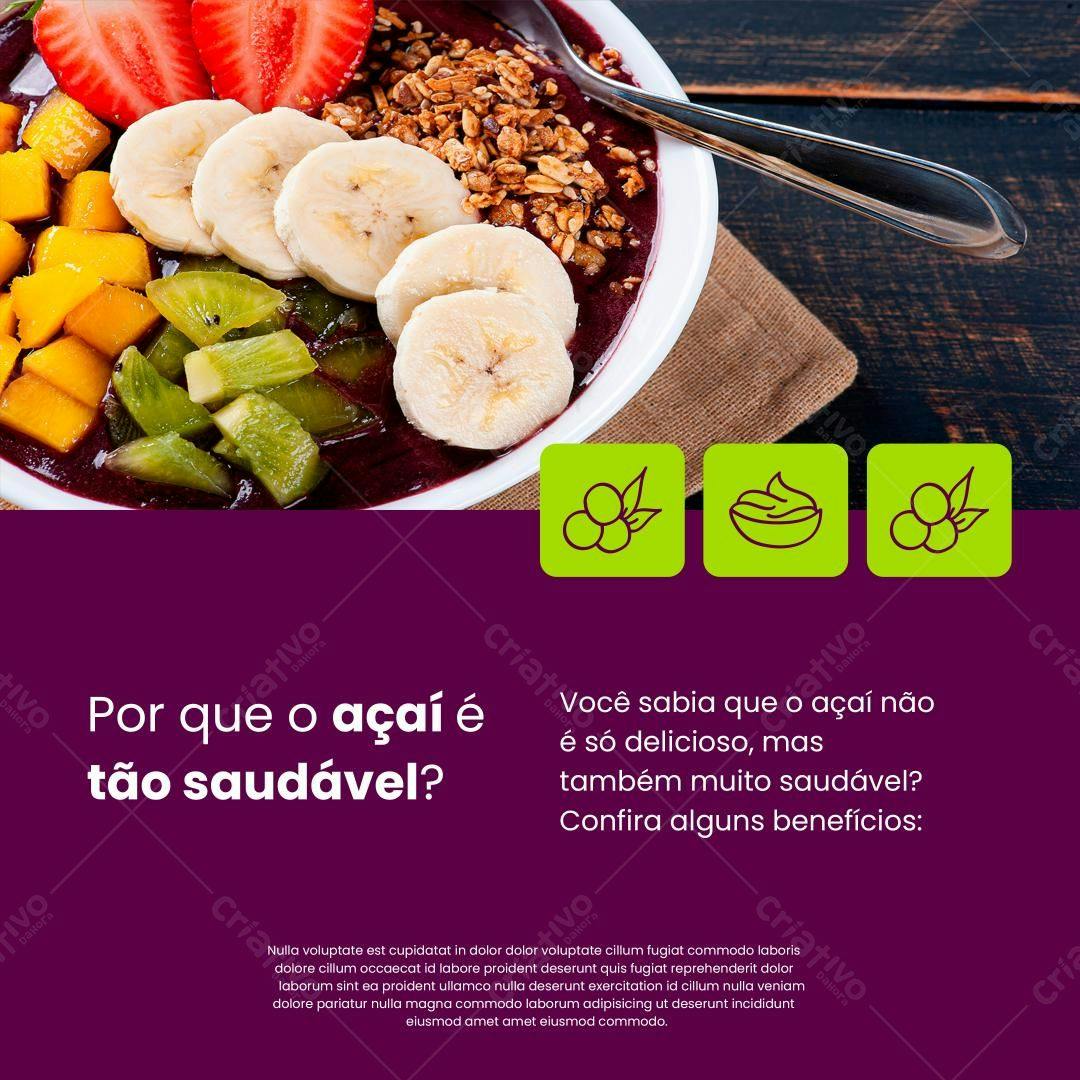 Flyer para Receita de Açaí PSD Editável