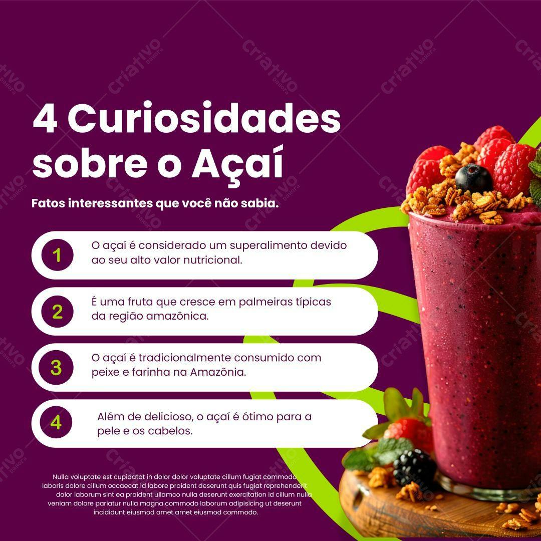 Post Instagram Açaí PSD Editável