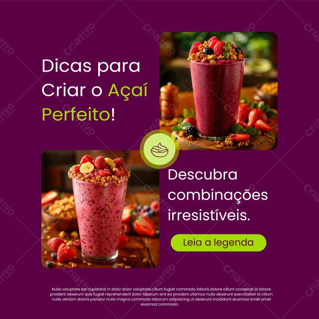 Post para Redes Sociais Açaí PSD Editável