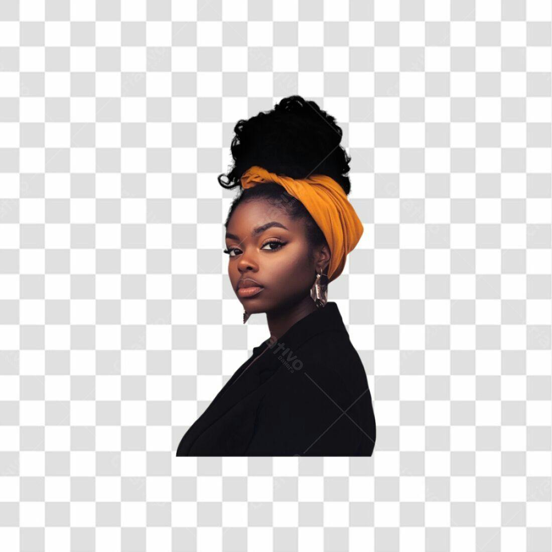 Icone Mulher Negra com Turbante PNG com fundo transparente