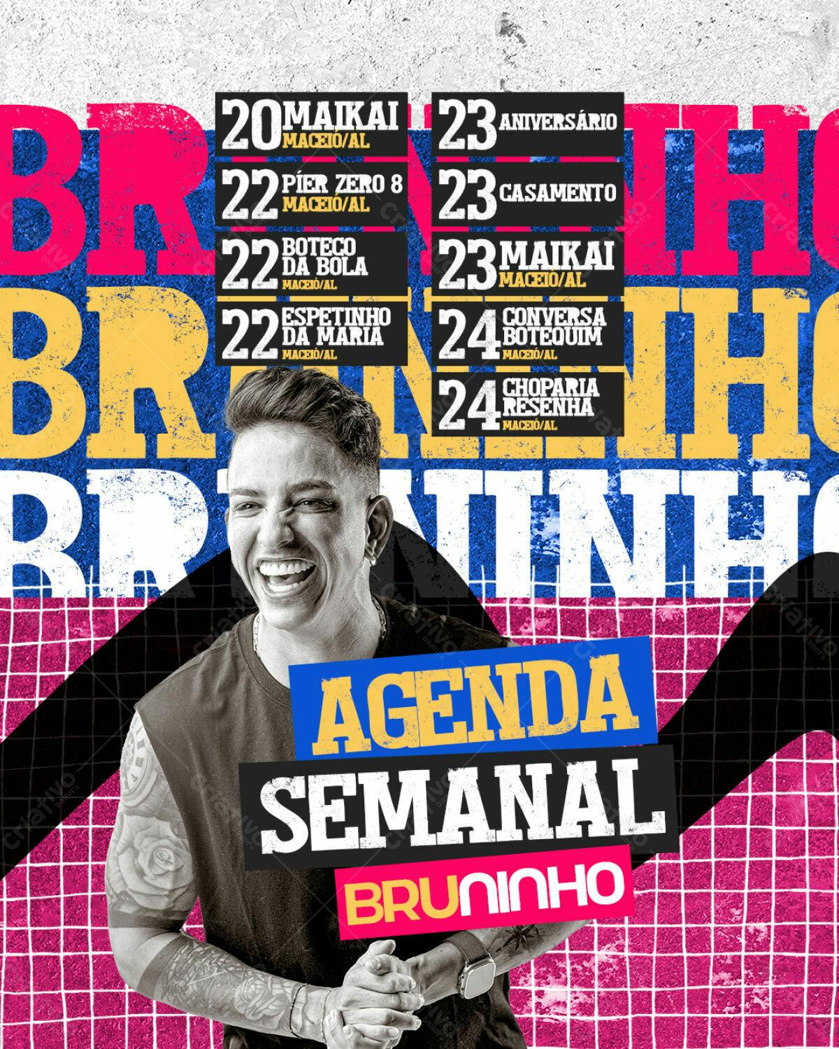Flyer Agenda Semanal Bruninho PSD Editável