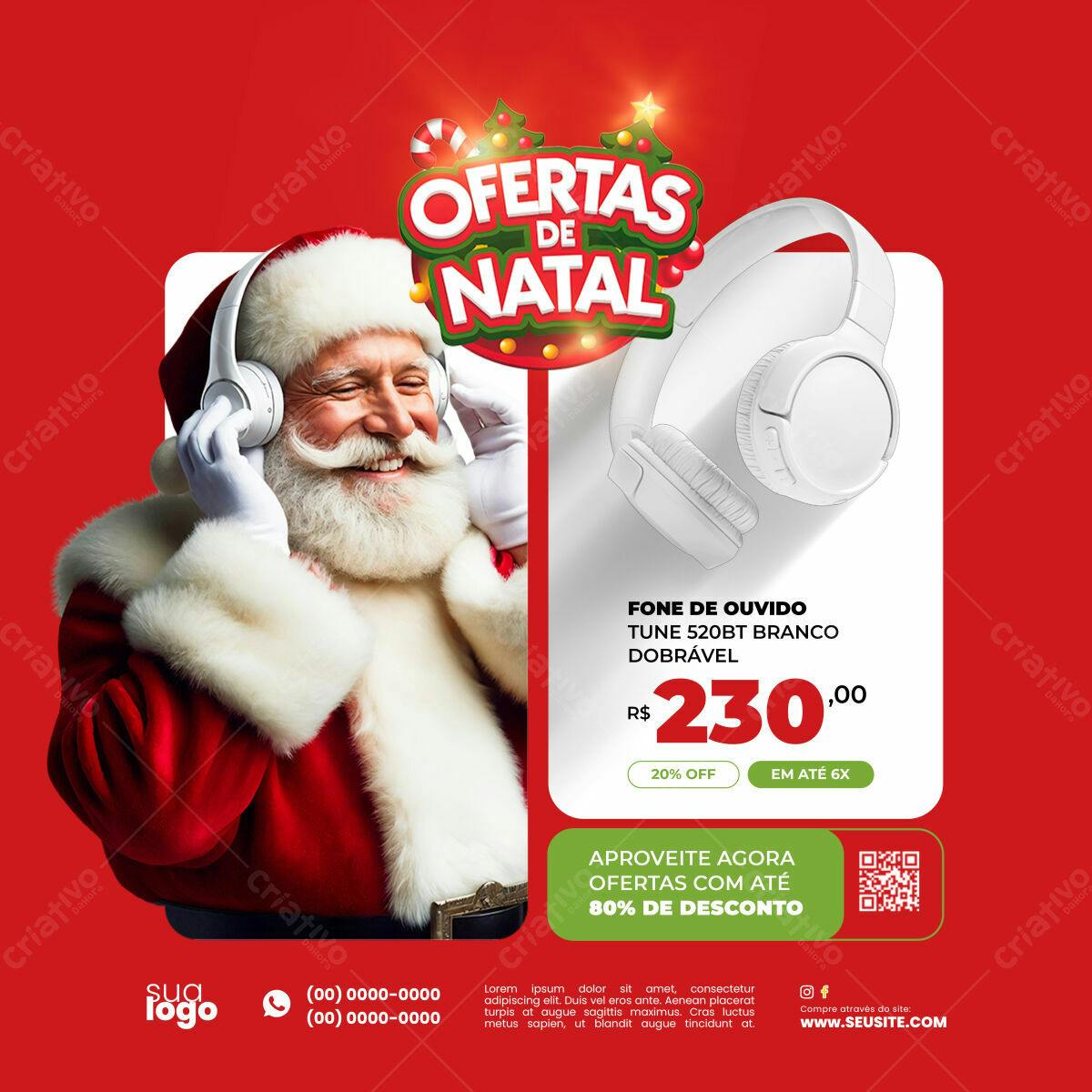 Flyer de Ofertas de Natal com Papai Noel PSD Editável