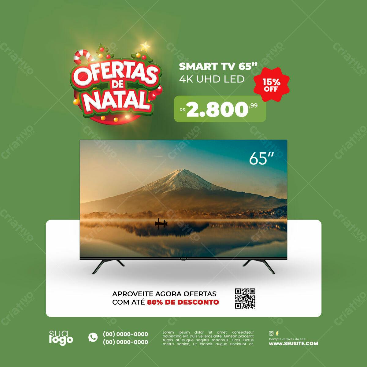 Flyer Ofertas de Natal com Smart TV 65" PSD Editável