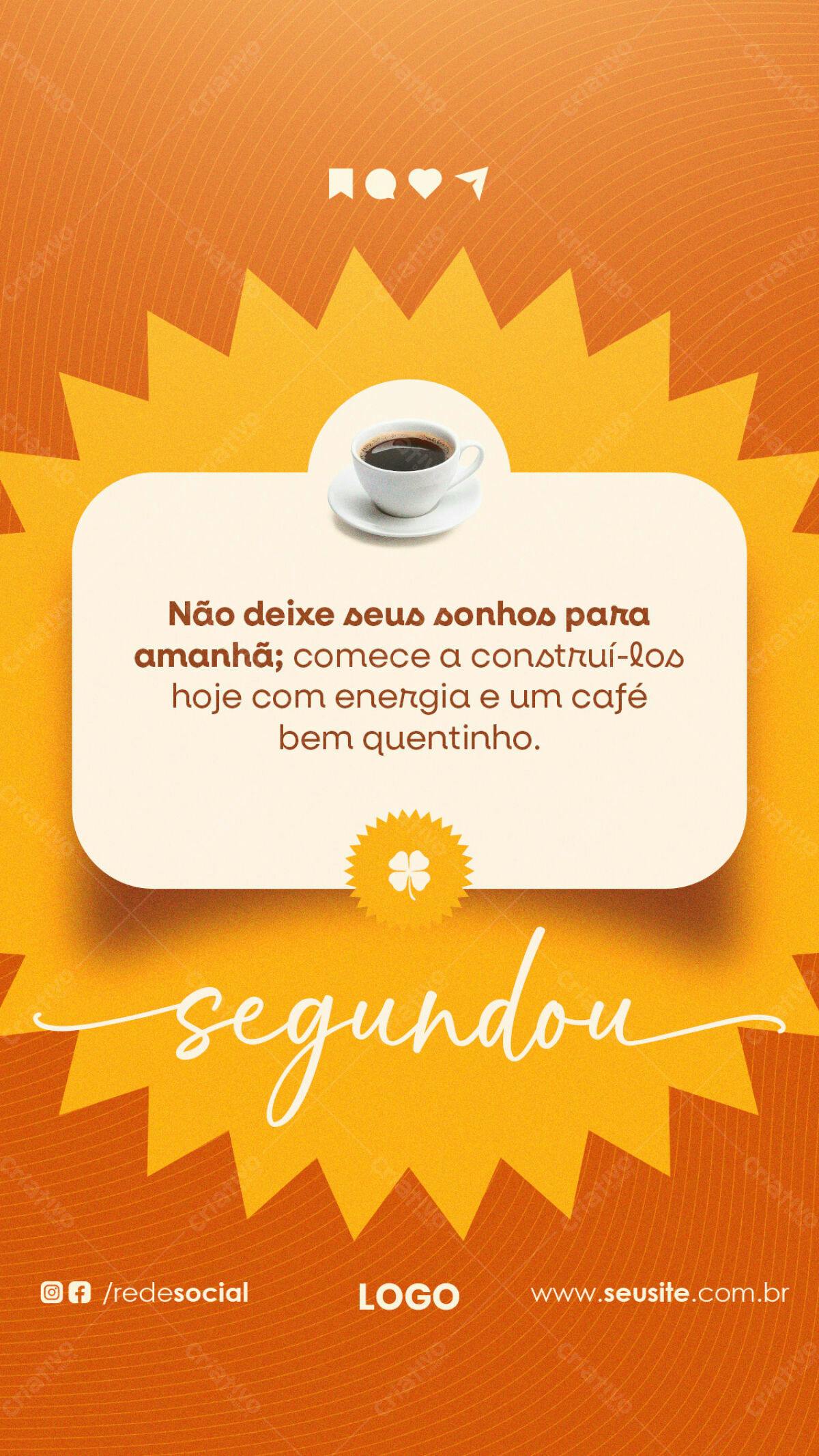 Post para Redes Sociais - Segunda-feira PSD Editável