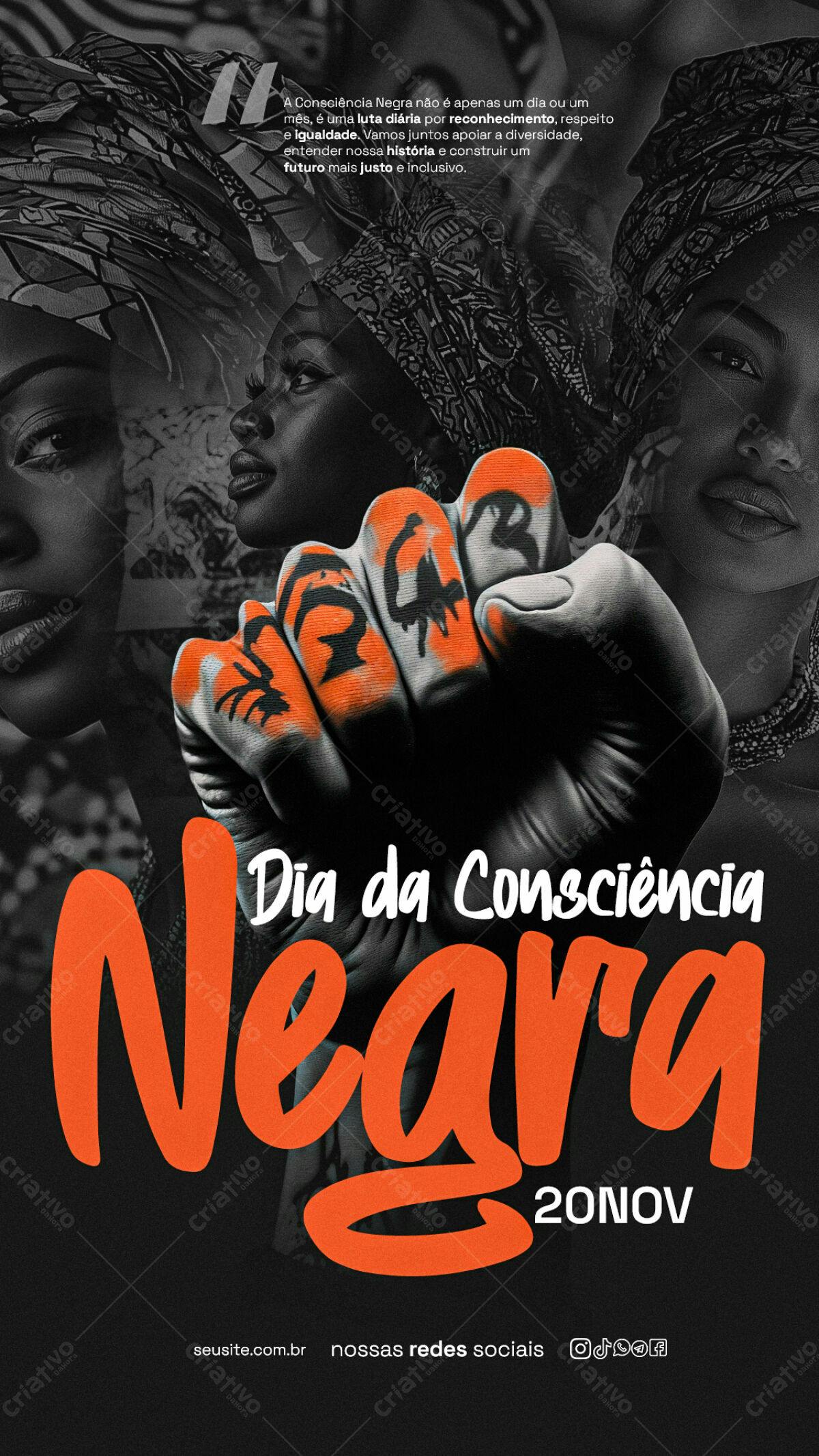 Flyer Dia da Consciência Negra PSD Editável