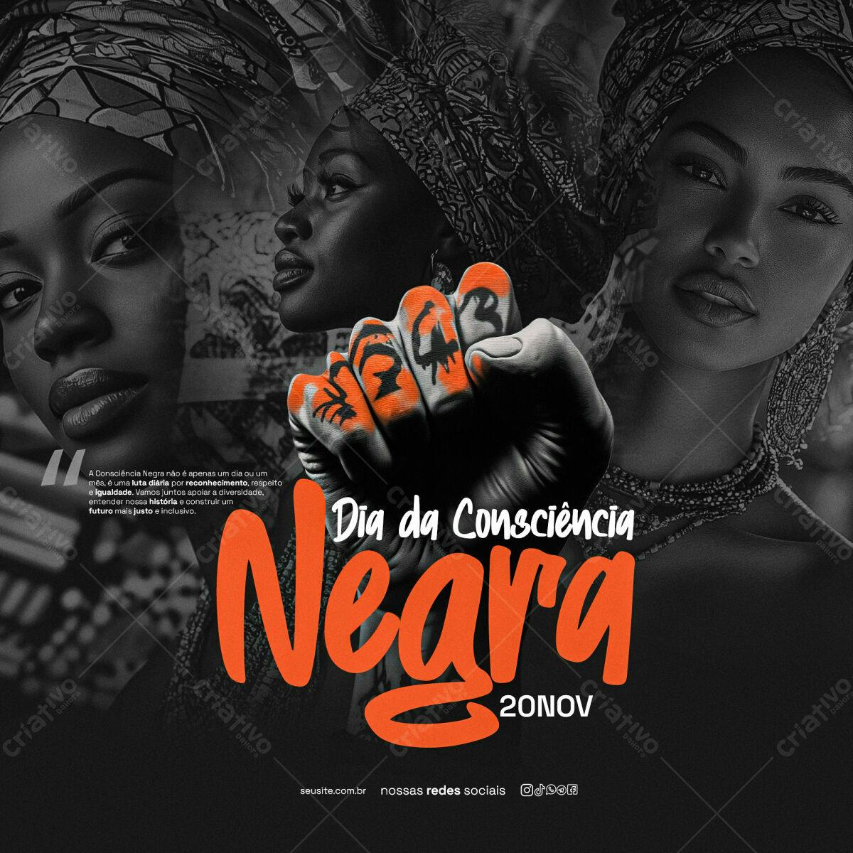 Flyer Dia da Consciência Negra PSD Editável
