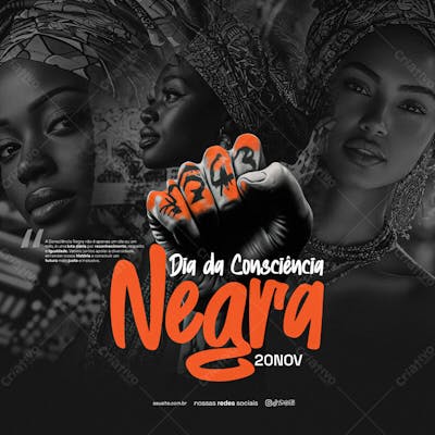Dia Da Consciência Negra Força Social Media Psd Editavel