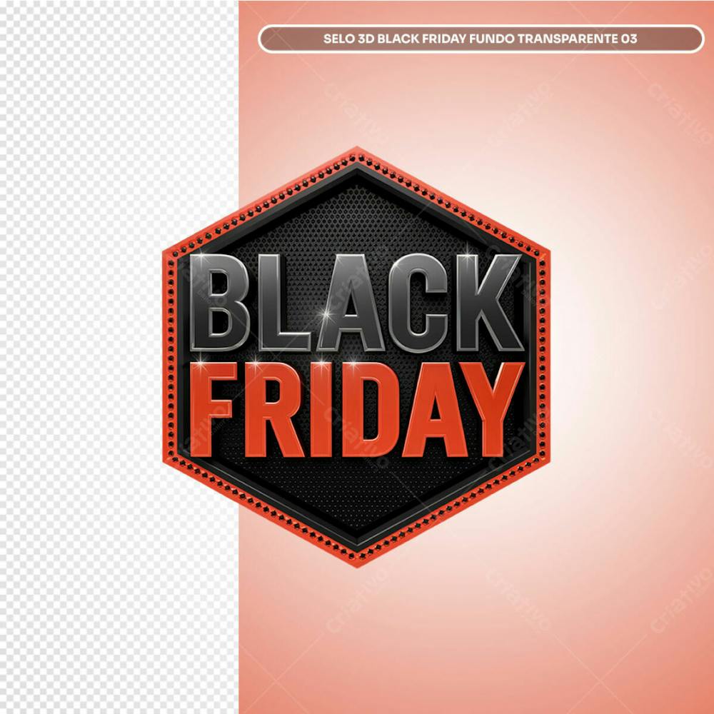 Selo 3D Black Friday Fundo Transparente 03