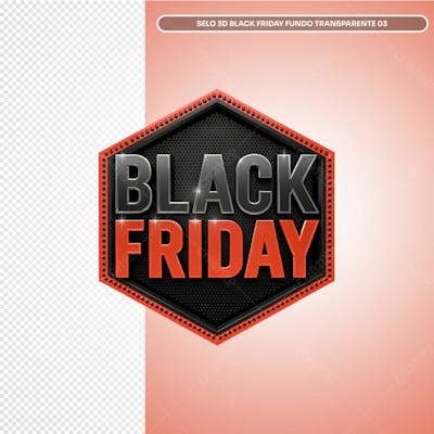 Selo 3D Black Friday Fundo Transparente 03