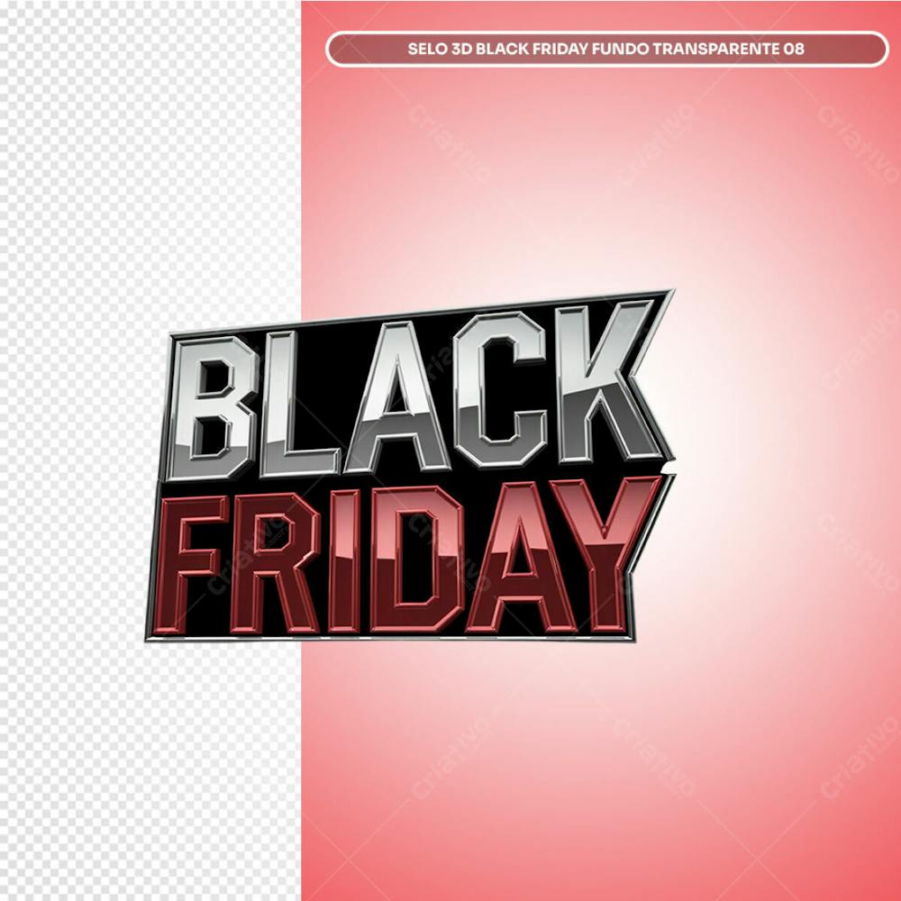 Selo 3D Black Friday Fundo Transparente 08