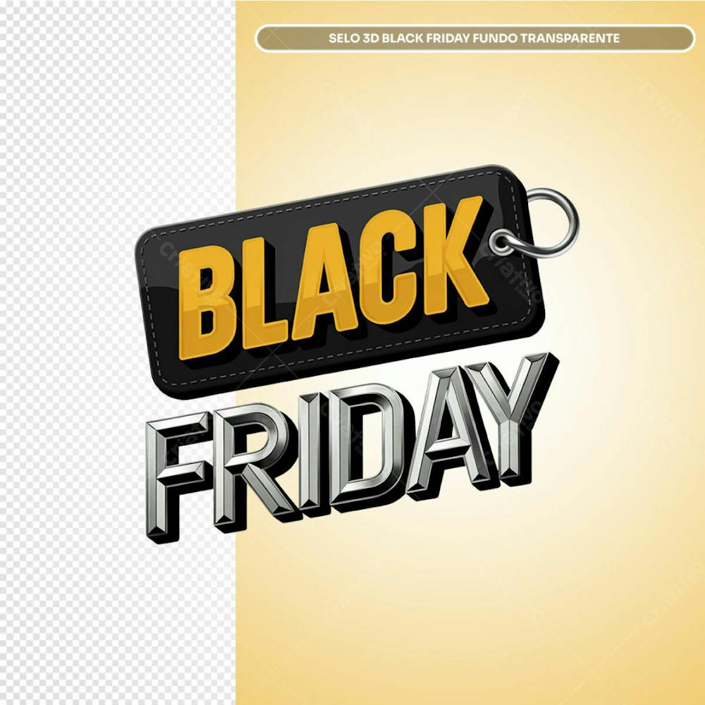 Selo 3D Black Friday Fundo Transparente