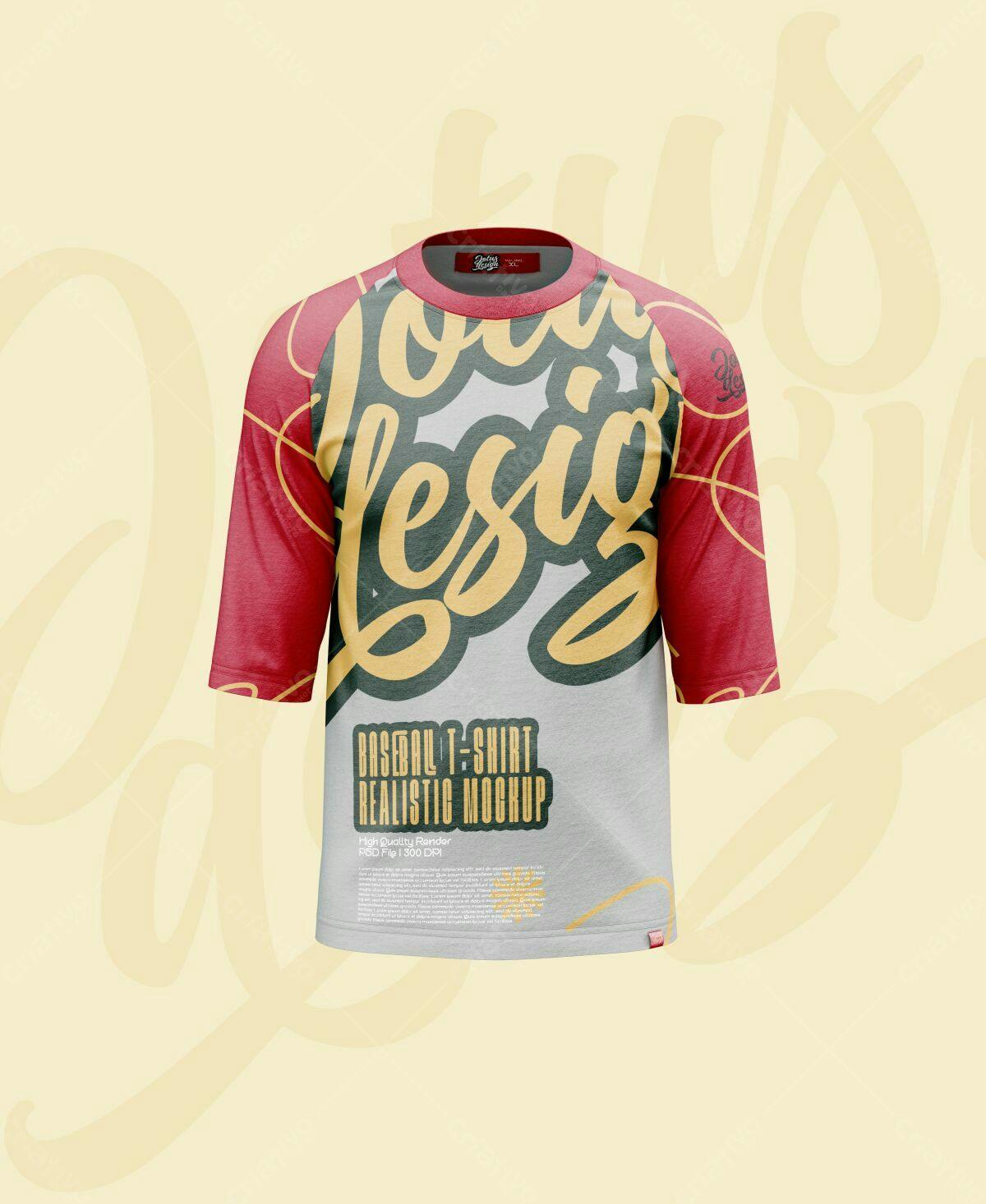Mockup Camiseta Baseball PSD Editável