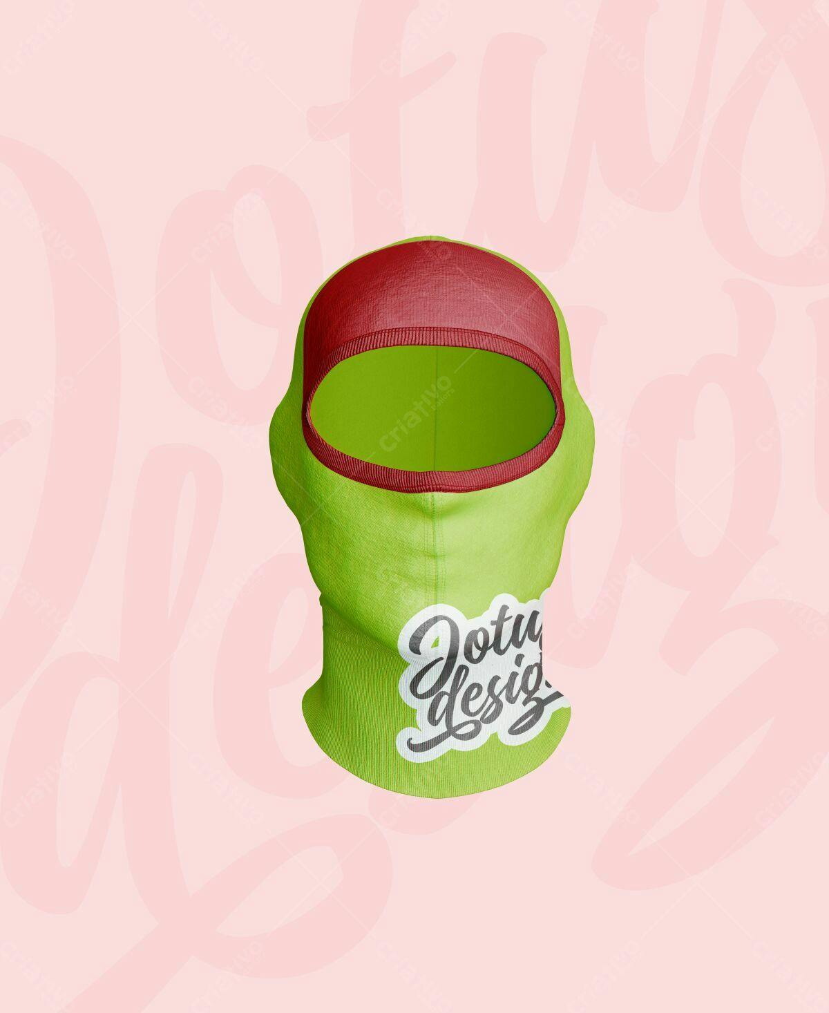 Mockup Balaclava Verde e Vermelho PSD Editável