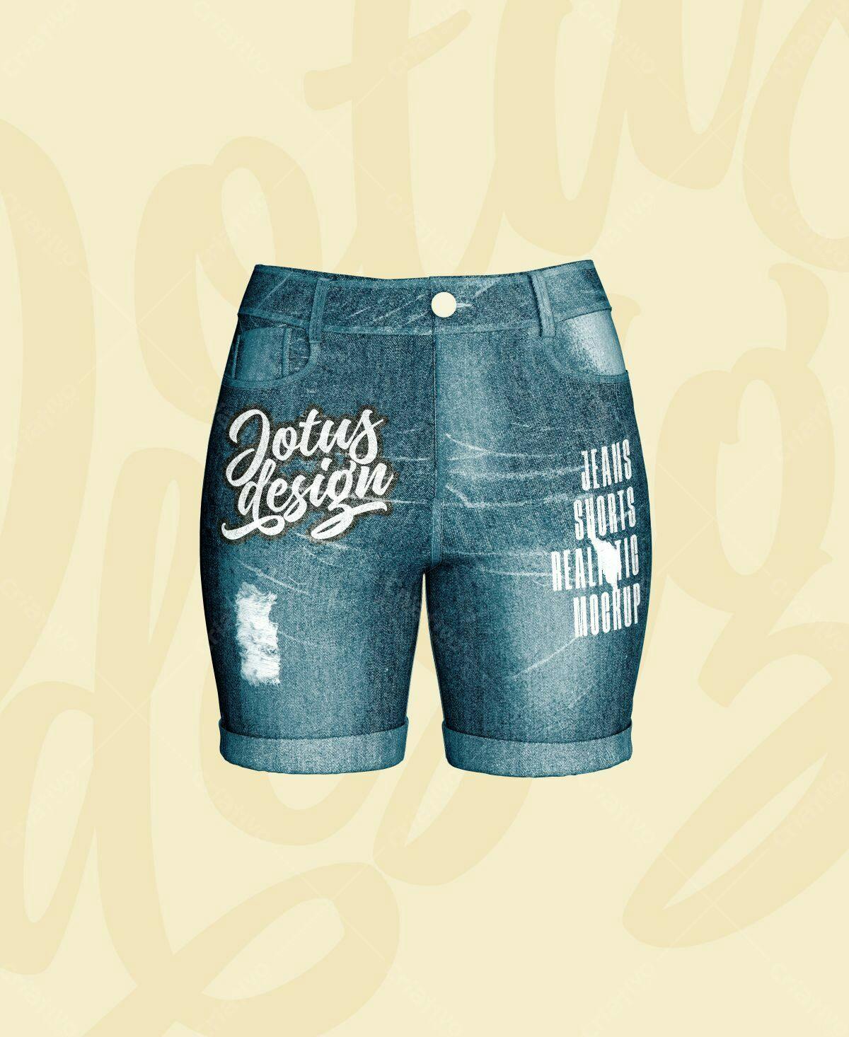 Mockup Shorts Jeans Desfiados PSD Editável