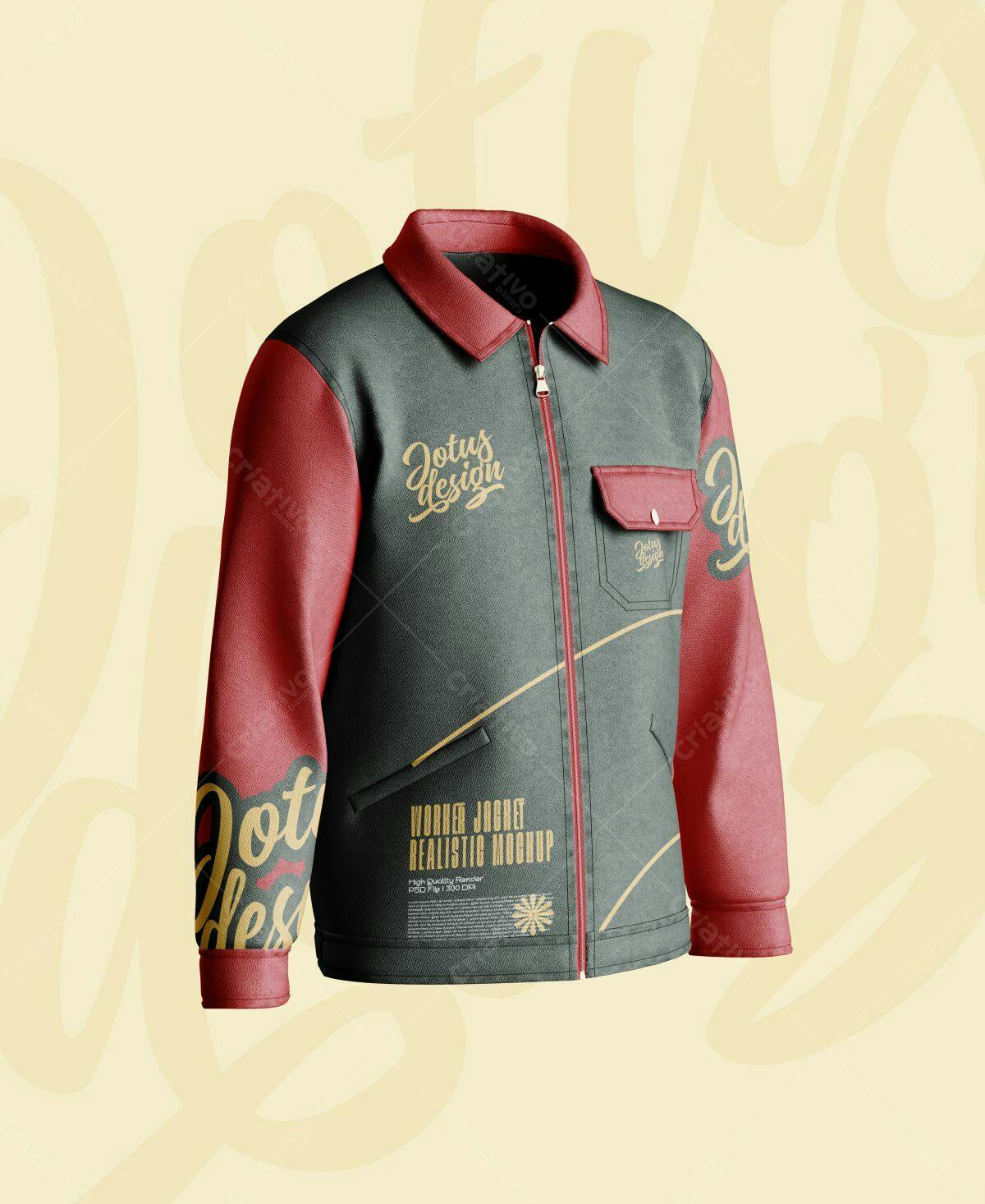 Mockup Jaqueta Bomber Vermelha e Cinza PSD Editável