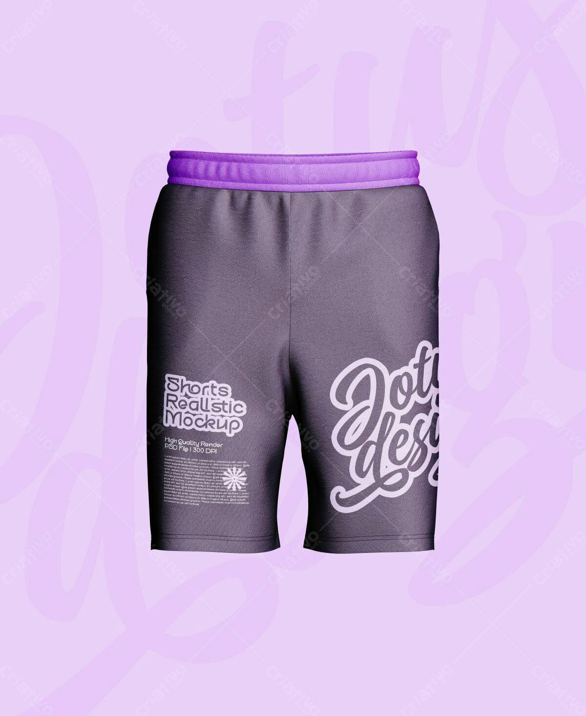 Mockup Shorts Cinza e Roxo PSD Editável
