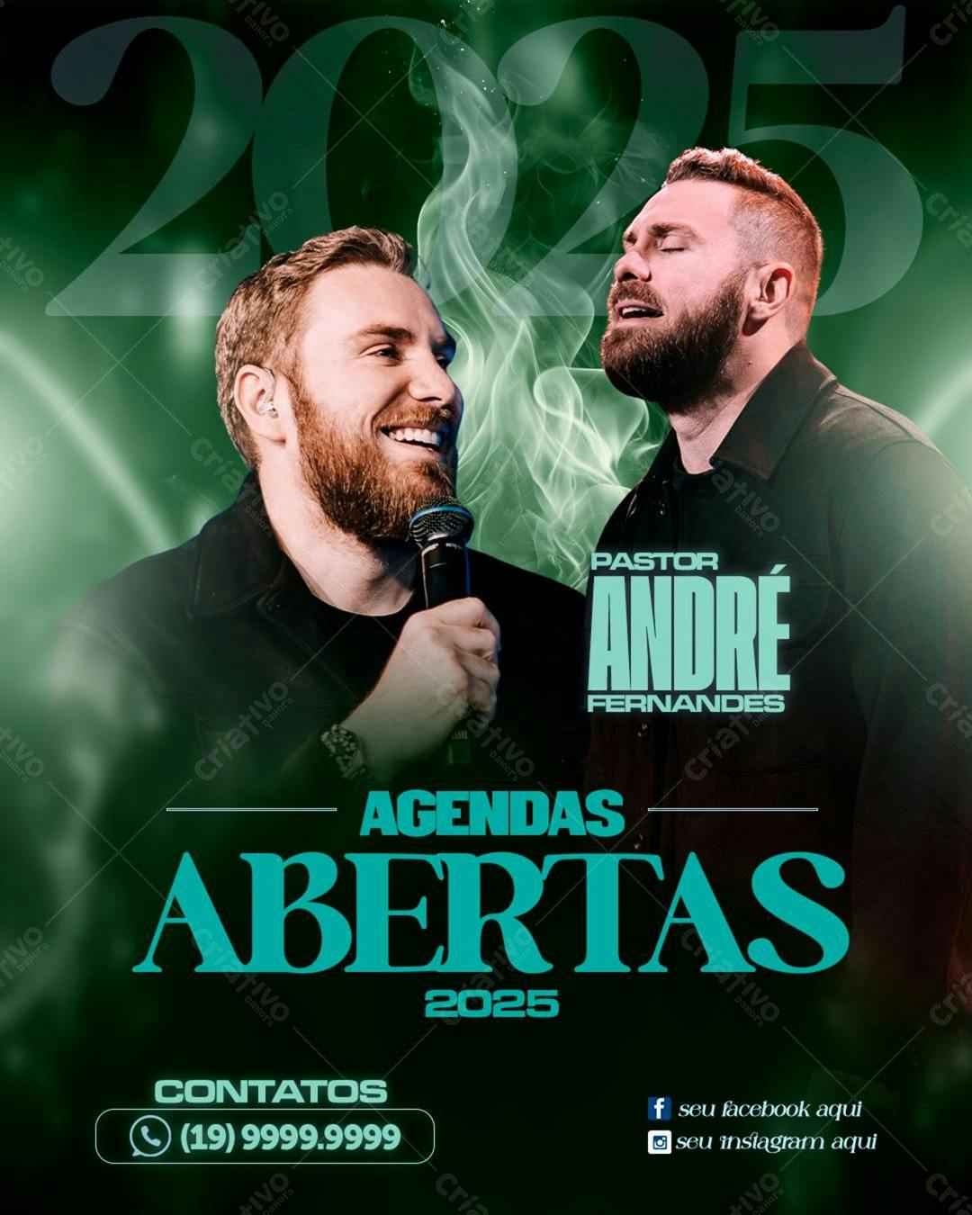 Flyer Agenda Aberta Pastor André Fernandes 2025 PSD Editável