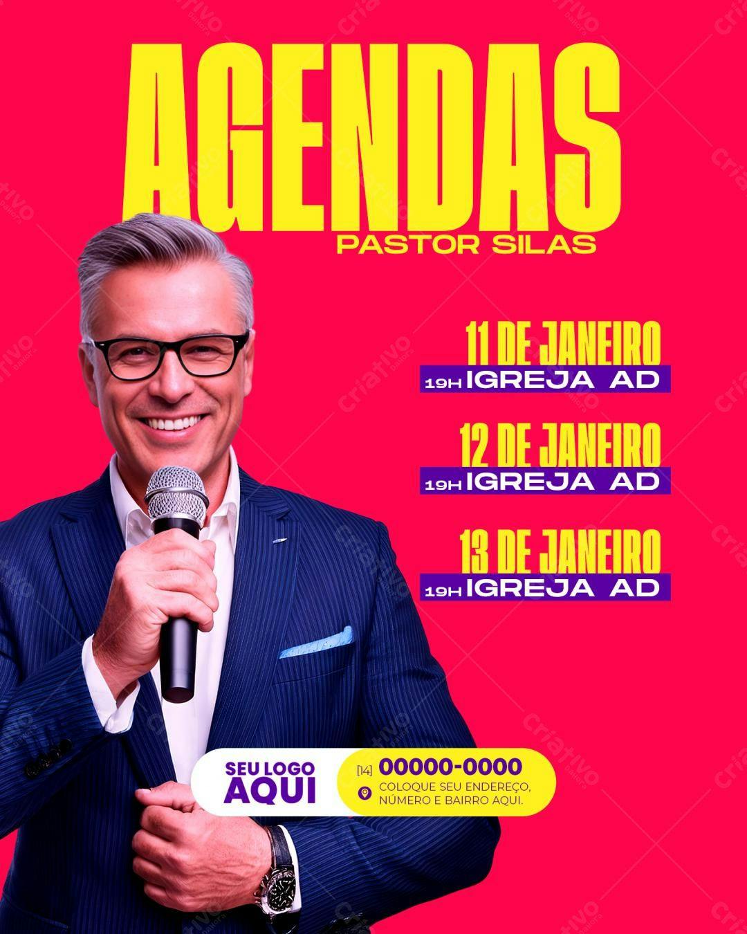 Flyer para Evento Religioso com Pastor Silas PSD Editável