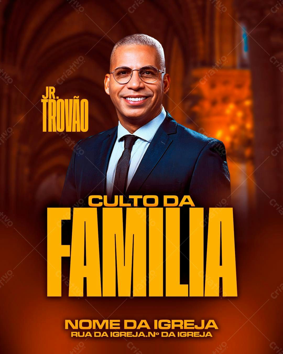 Flyer para Culto da Família PSD Editável