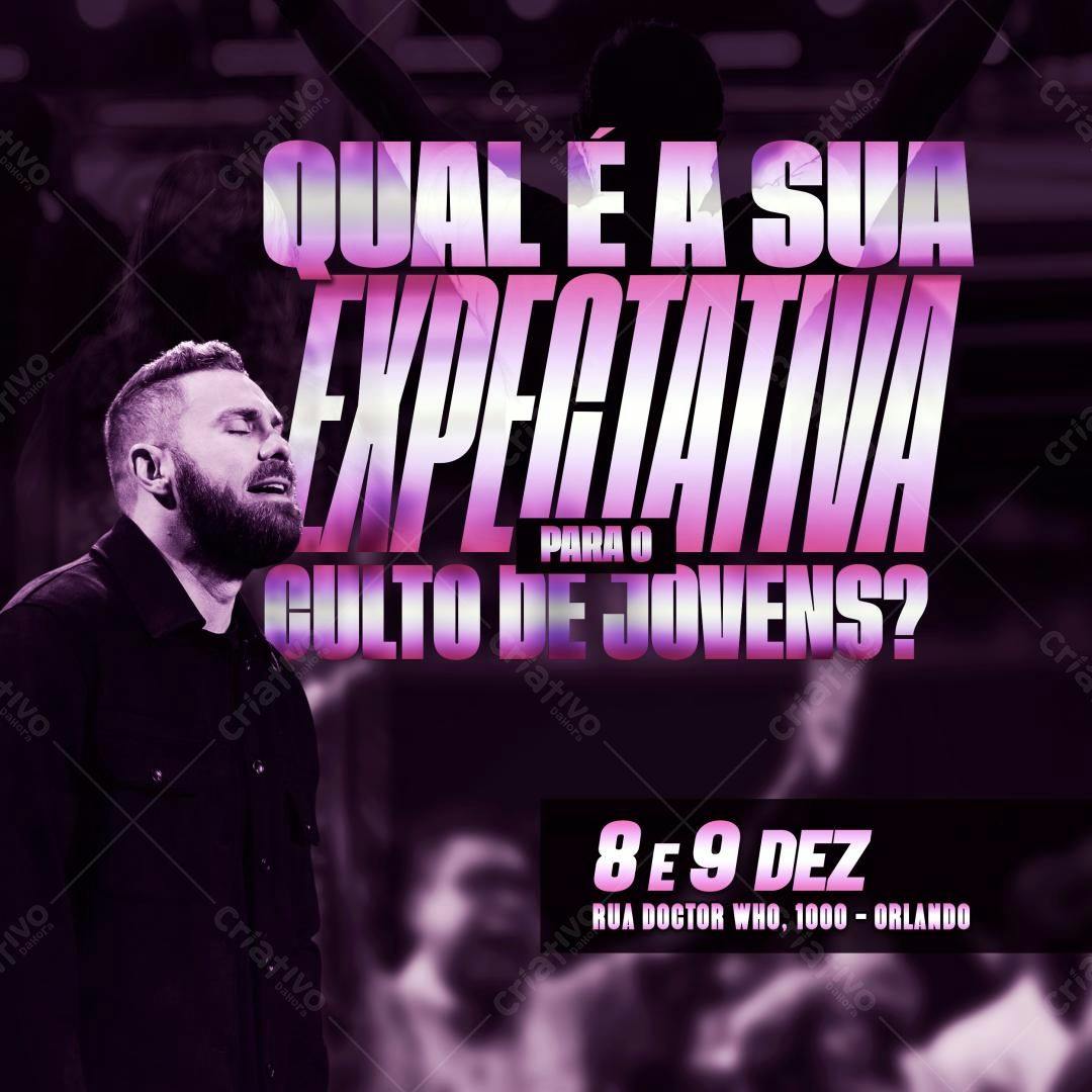 Flyer para Culto de Jovens PSD Editável