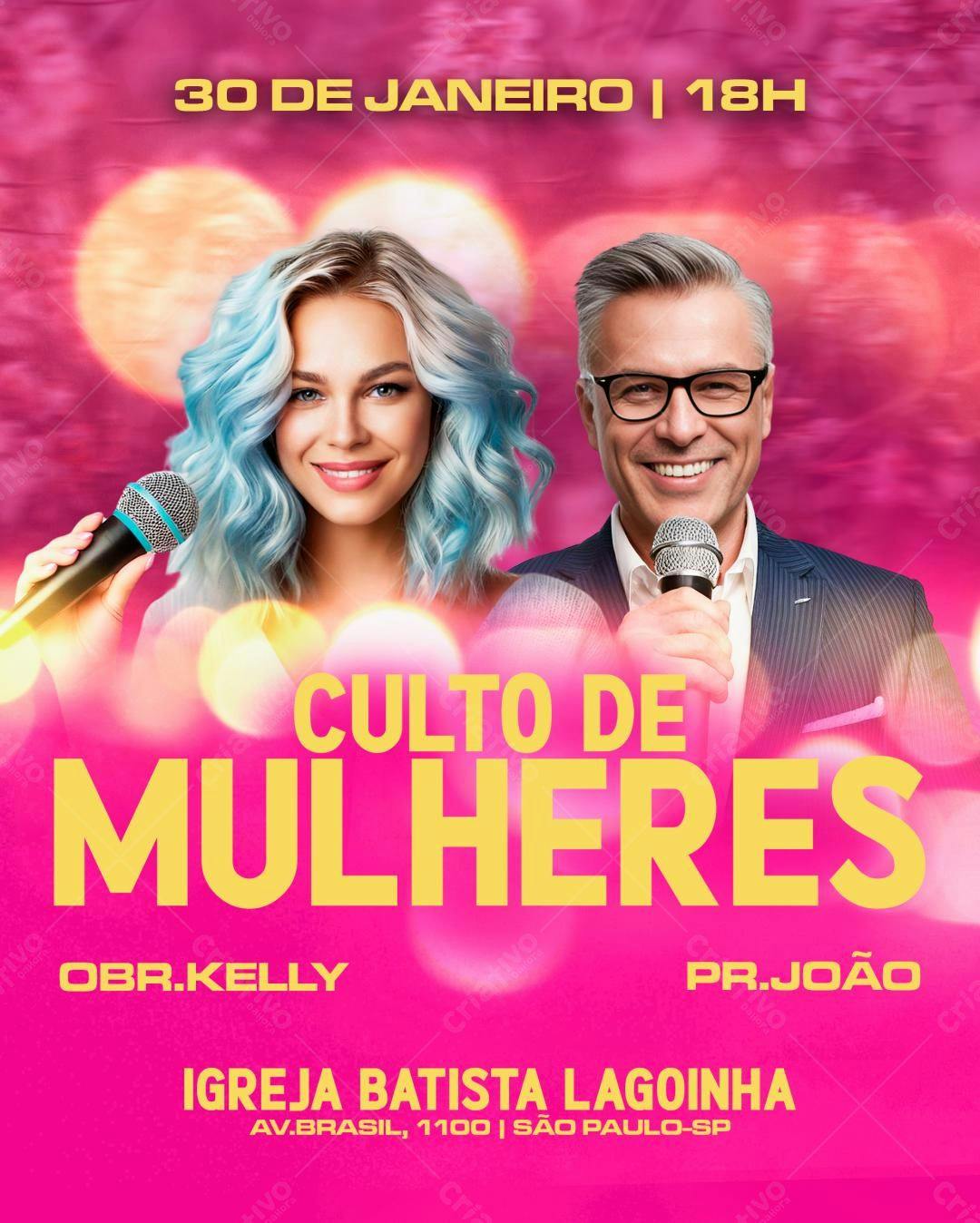 Flyer para Culto de Mulheres PSD Editável