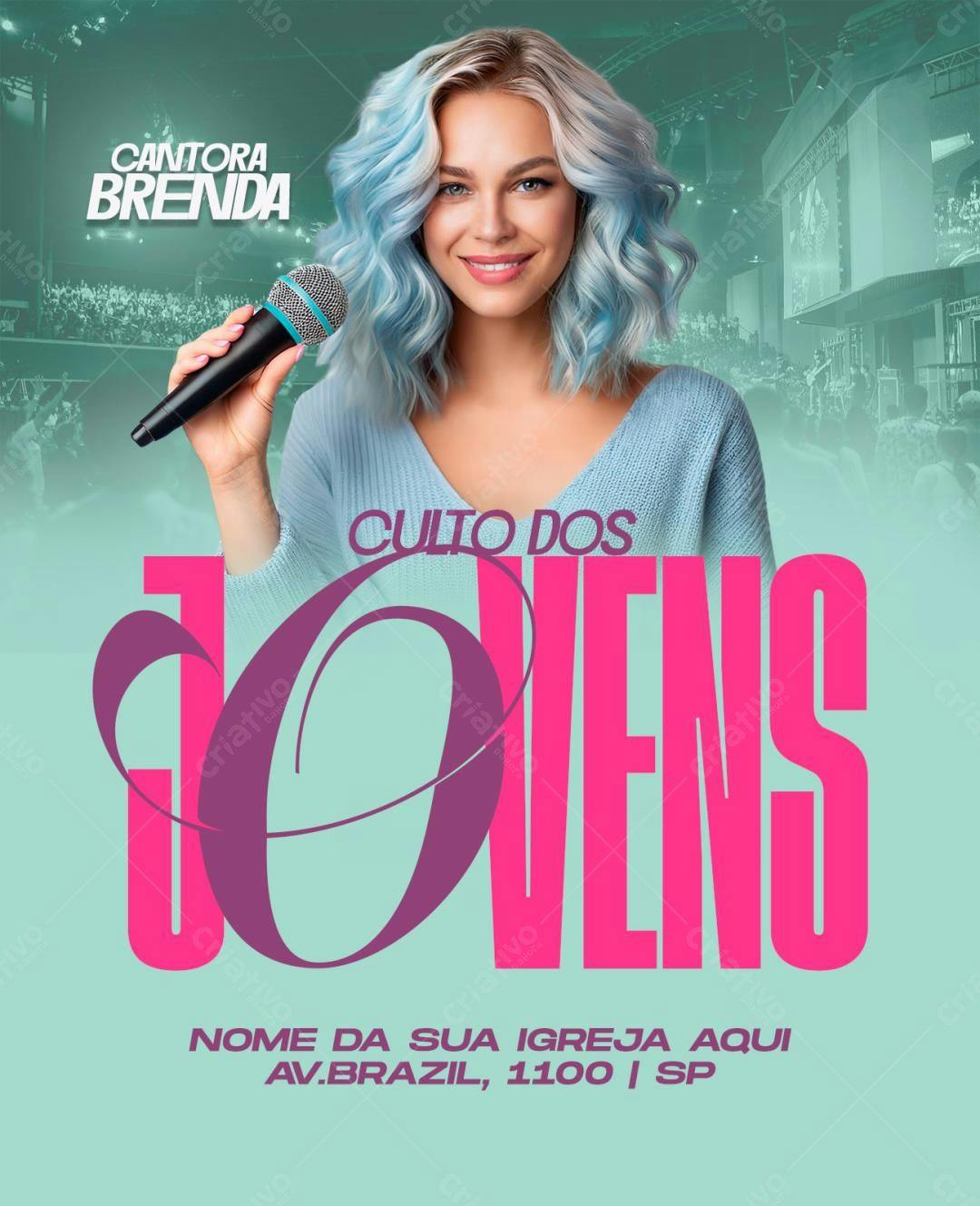 Flyer para Culto de Jovens PSD Editável