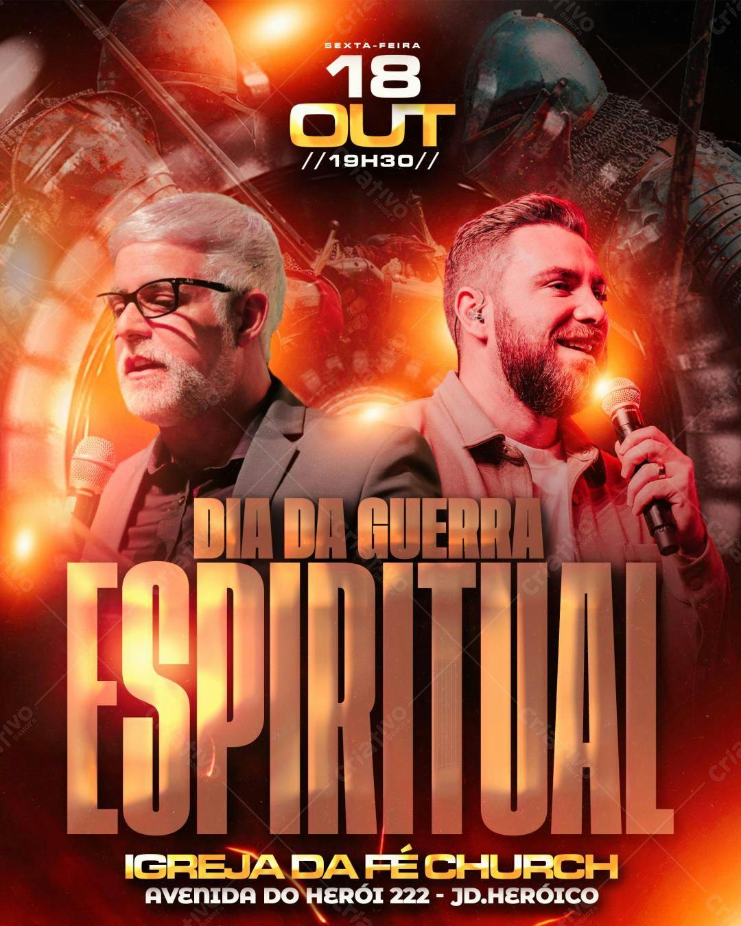 Flyer Dia da Guerra Espiritual PSD Editável