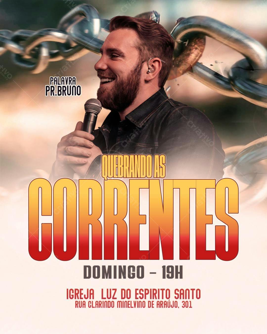 Flyer Evento Religioso Quebrando as Correntes PSD Editável