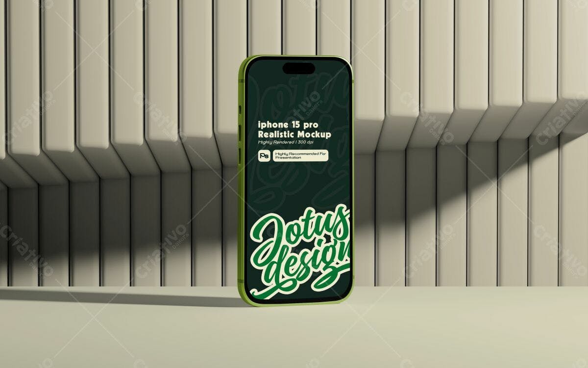 Mockup iPhone 15 Pro Verde Oliva PSD Editável