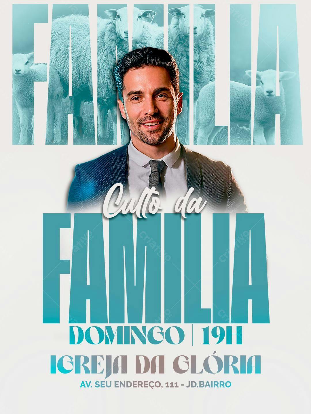 Flyer para Culto da Família PSD Editável