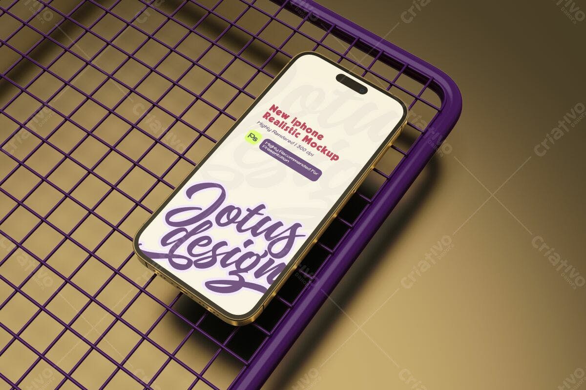 Mockup de iPhone Dourado PSD Editável