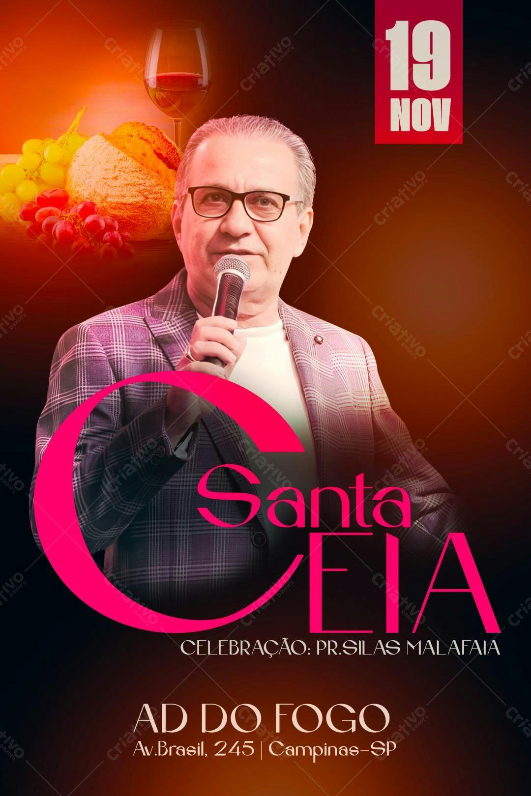 Flyer para Santa Ceia com Pr. Silas Malafaia PSD Editável