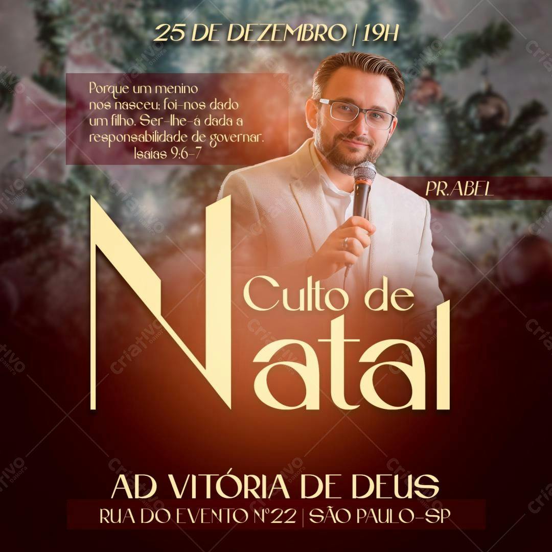 Flyer para Culto de Natal PSD Editável