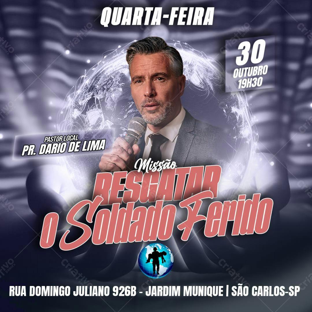 Flyer para Evento Religioso Missão Resgatar o Soldado Ferido PSD Editável