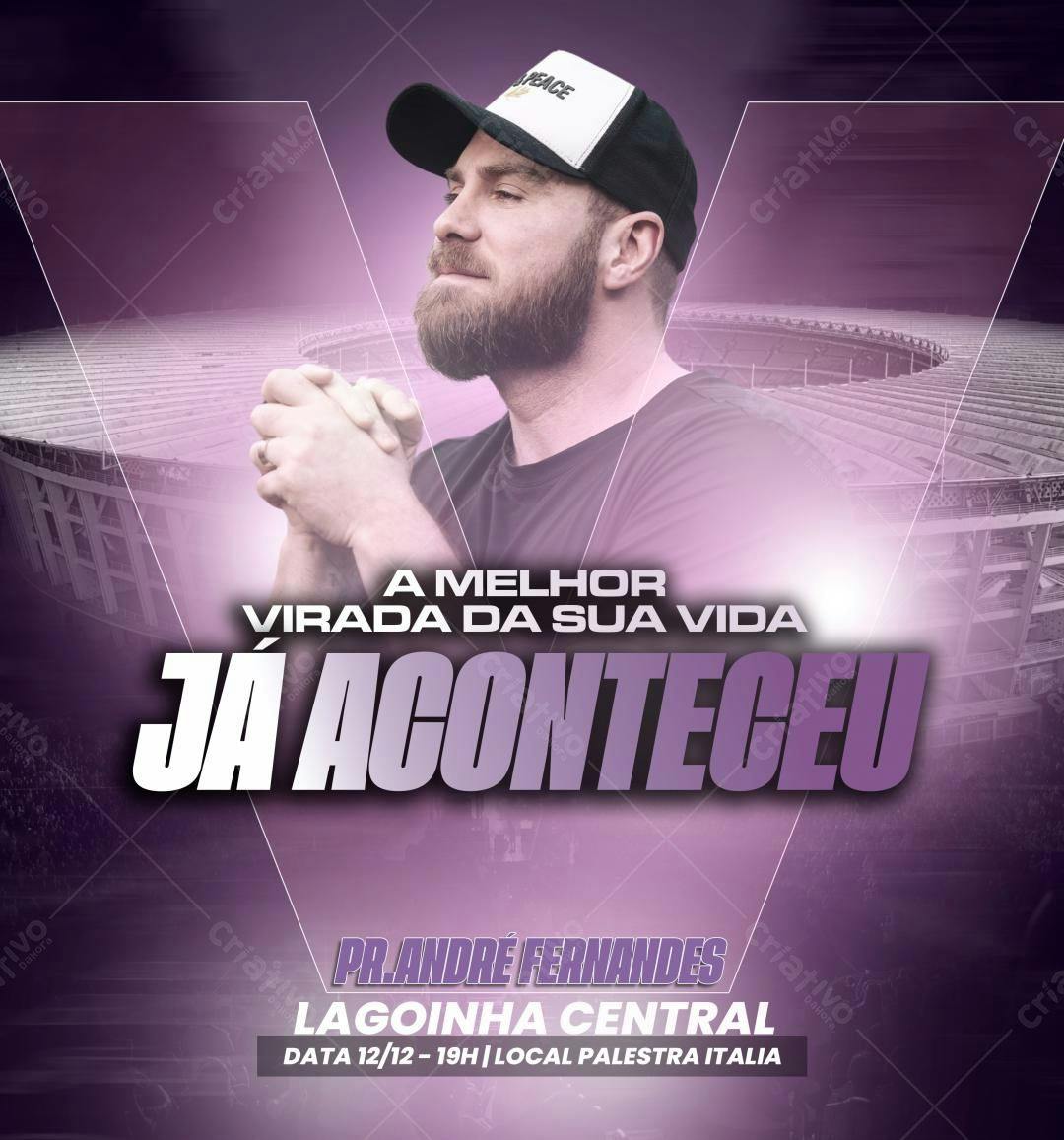 Flyer Evento Religioso Pr. André Fernandes PSD Editável