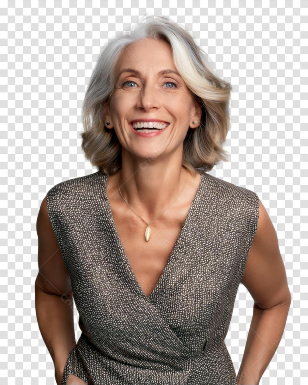Foto Mulher Madura Sorrindo PNG com fundo transparente