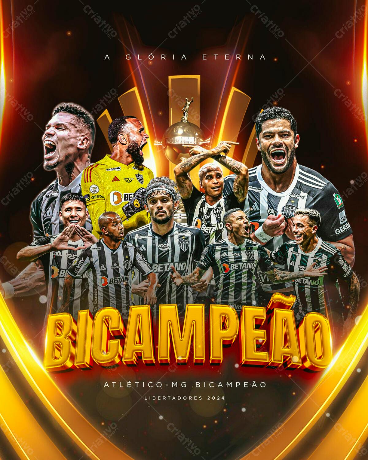 Poster Atlético-MG Bicampeao Libertadores 2024 PSD Editável