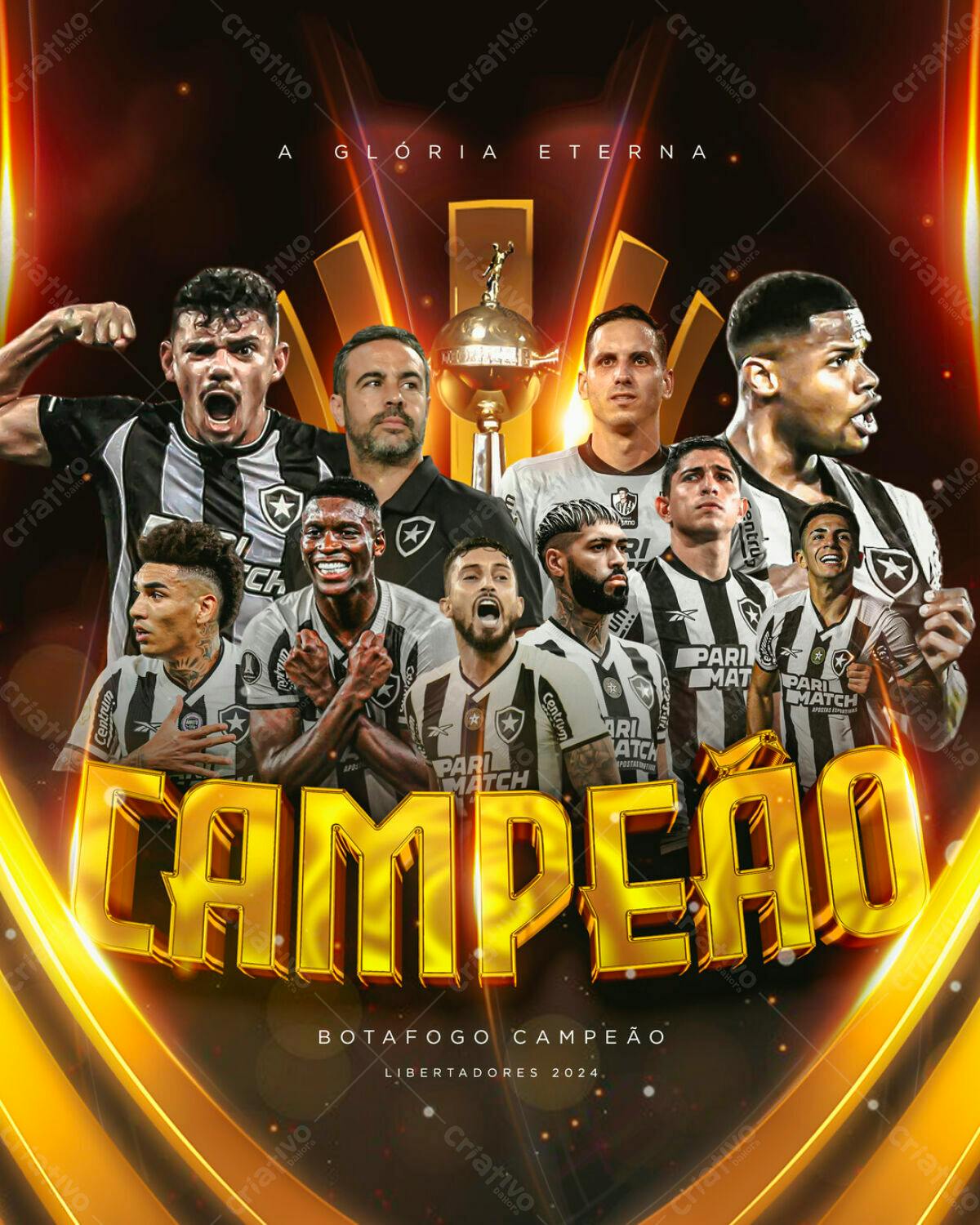 Poster Botafogo Campeão Libertadores 2024 PSD Editável