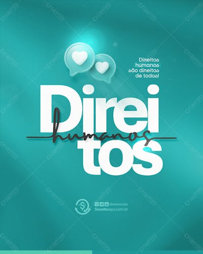 Dia Internacional Dos Direitos Humanos 10 De Dezembro Social Media Psd Editável