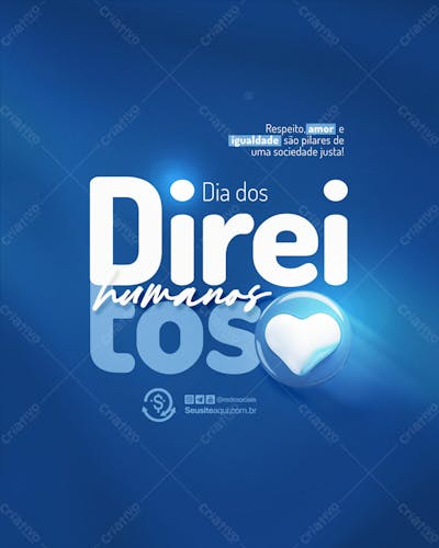 Dia Internacional Dos Direitos Humanos 10 De Dezembro Social Media Psd Editável