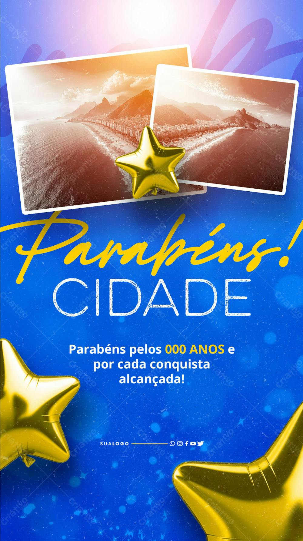 Story Parabéns Cidade Azul E Amarelo