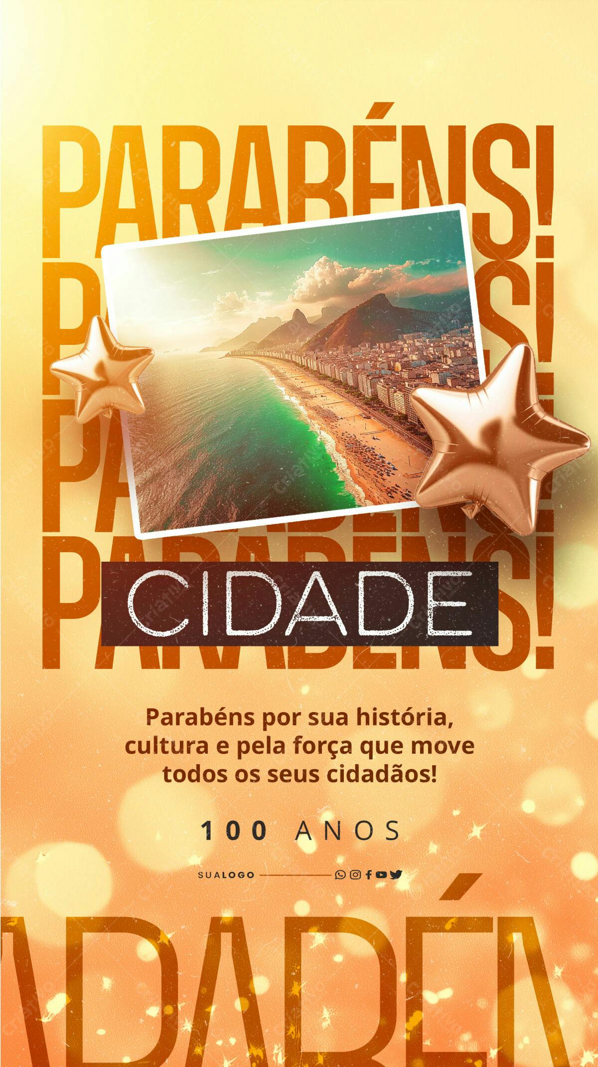 Flyer Aniversário Cidade 100 Anos PSD Editável