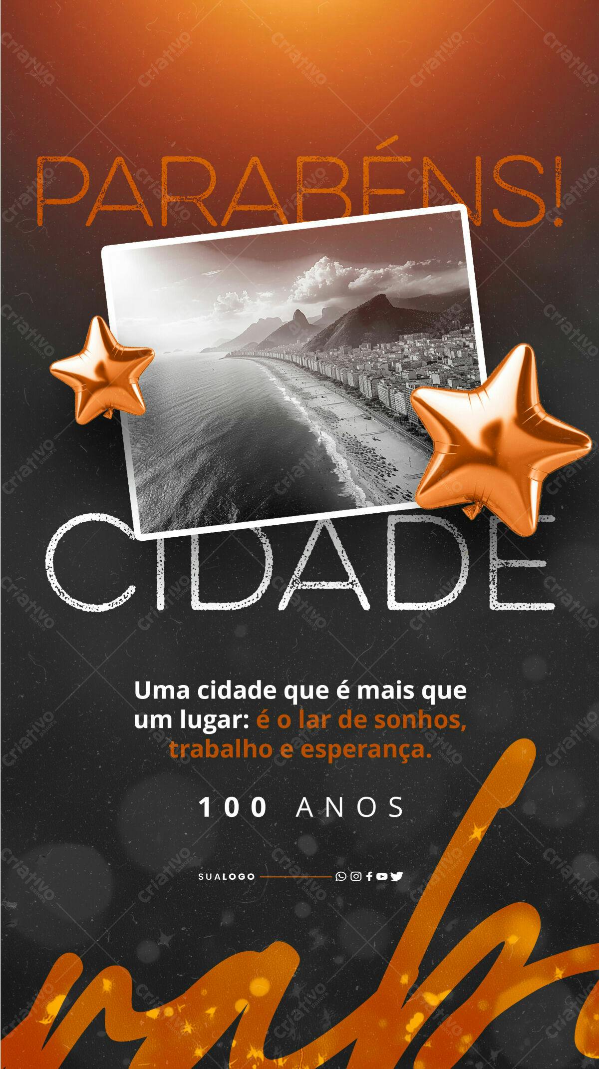 Flyer Aniversário Cidade PSD Editável