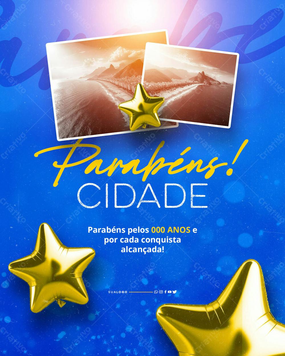 Feed Parabéns Cidade Azul E Amarelo