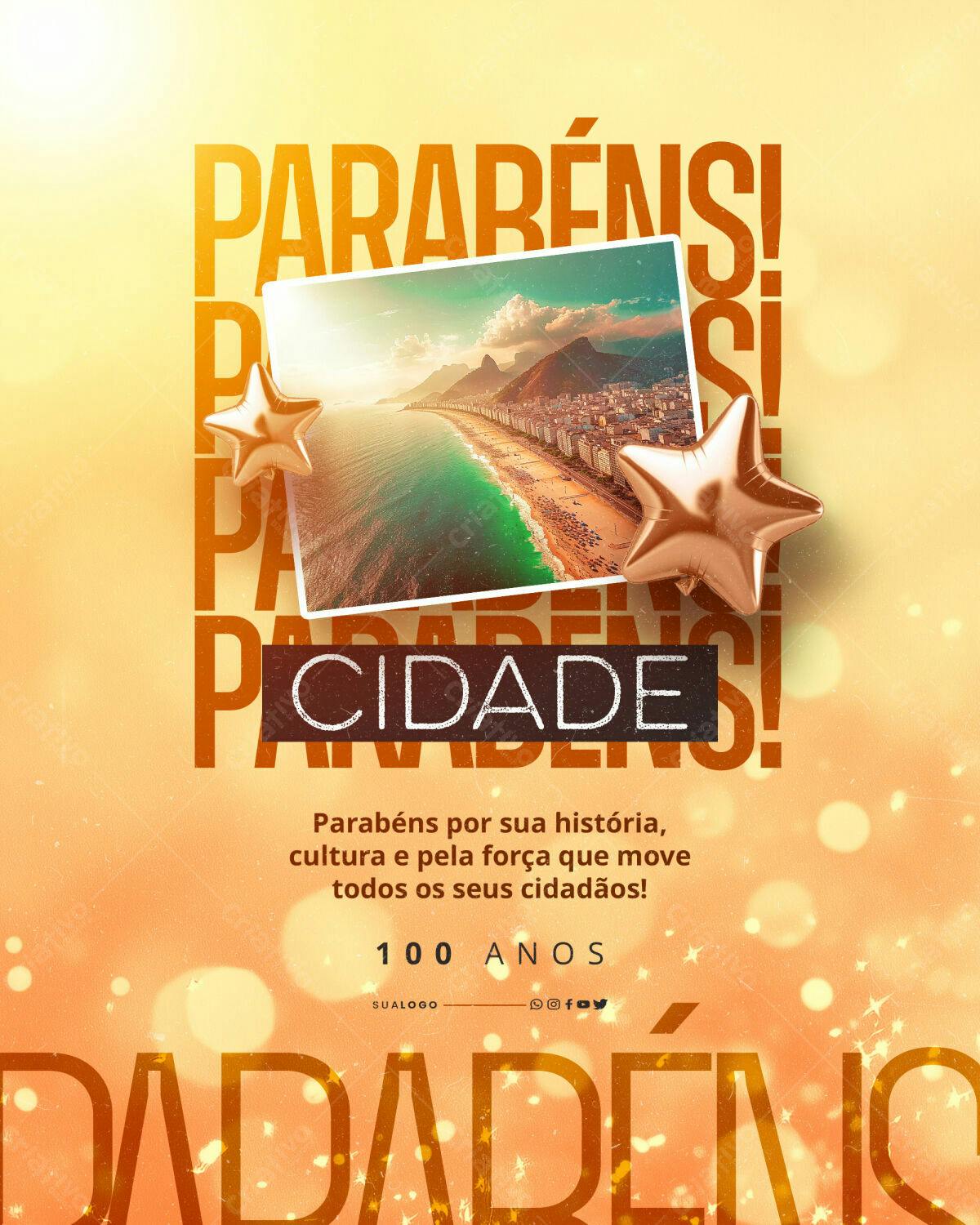 Flyer Aniversário Cidade 100 Anos PSD Editável