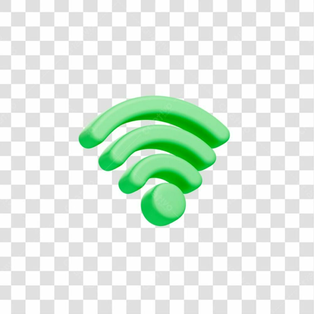 Wifi 3D Verde Supenso M Fundo Transparente