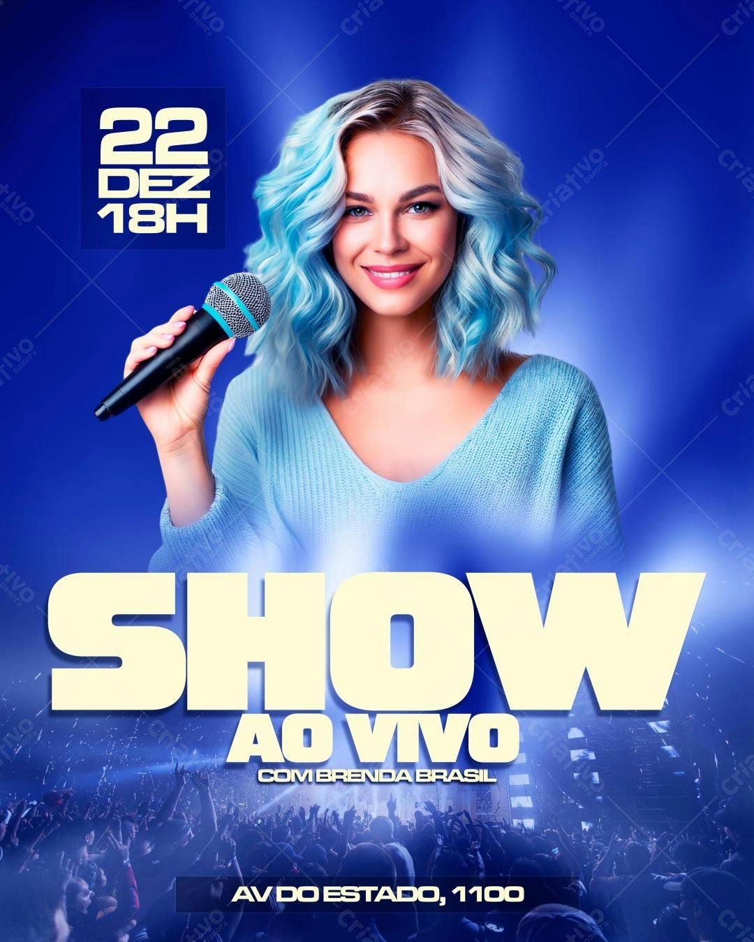 Flyer Show ao Vivo com Brenda Brasil PSD Editável