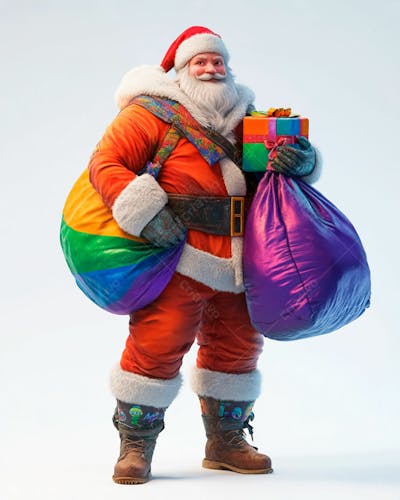 Imagem 3D Do Papai Noel Com Roupa Colorida