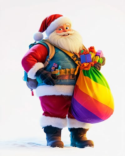 Imagem 3D Do Papai Noel Com Roupa Colorida