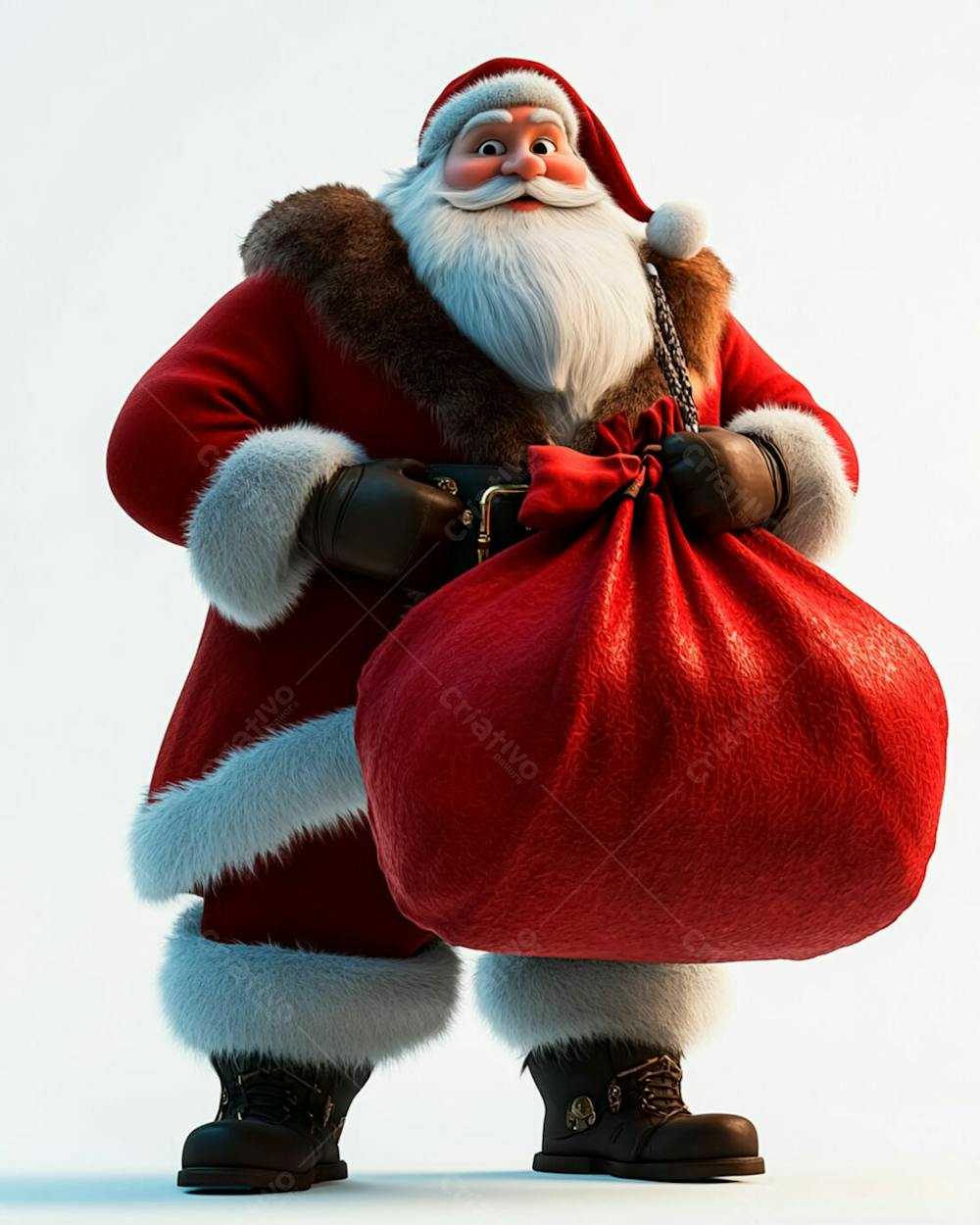 Imagem 3D Do Papai Noel Com Roupa Tradicional Vermelha